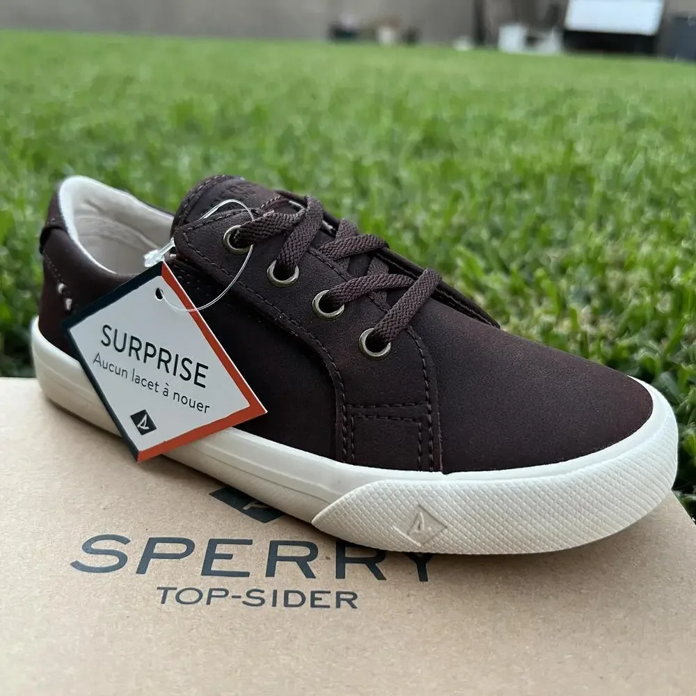 Sperry Shoes Boys Size 11 Brown Striper II LTT Jr Surprise No Tie Memory Foam